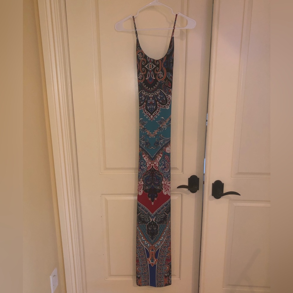 Aztec print slit dress
